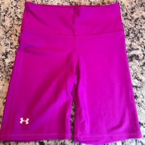 Under Armour HeatGear Hot Pink High Waist Biker Shorts Small